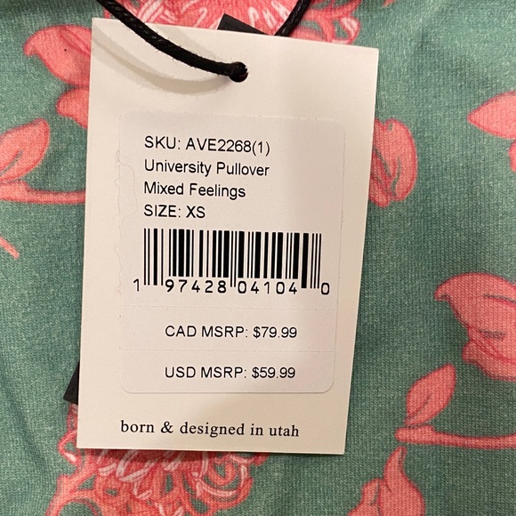 Women’s XS AMPERSAND AVE Floral Patterned Sweatshirt - Green and Pink - Picture 4 of 6